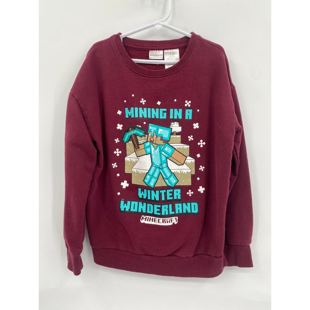 Minecraft Mining in a Winter Wonderland Graphic Sweatshirt 10/12